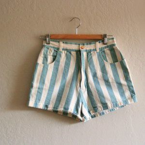 vintage striped denim short blue white 1980s